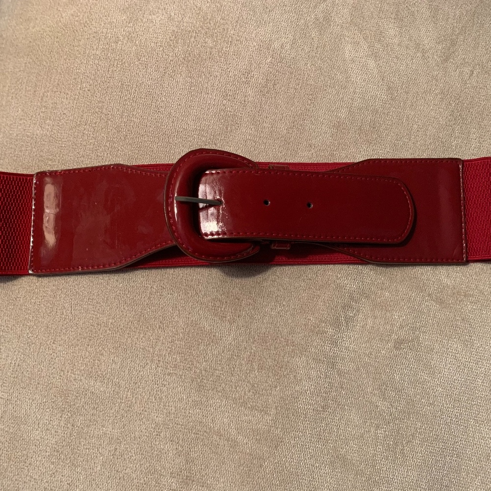 Red Stretch Belt with Silver Buckle